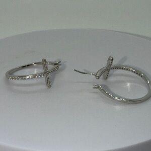 Elegant Silver Cross hoop earrings